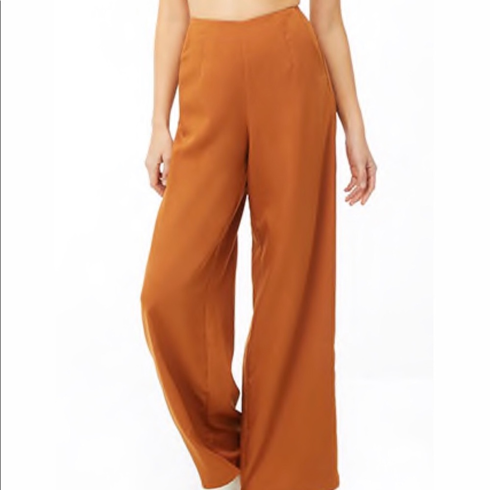 High rise chestnut wide leg